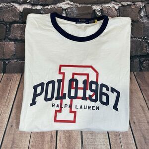 Polo Ralph Lauren 1967 Graphic Ringer T-Shirt Mens Size 2XB White Navy